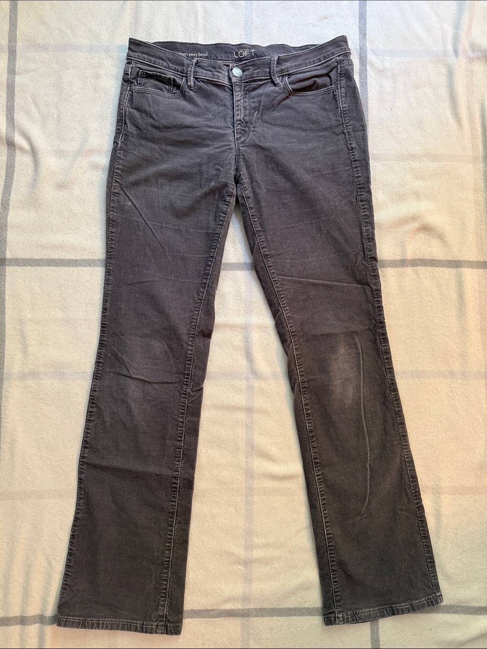 LOFT Gray Corduroy Bootcup Jeans Size 8